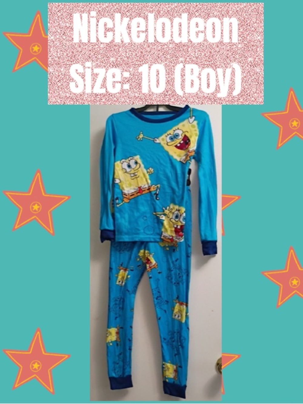 Nickelodeon SpongeBob Bright Blue Long-Sleeve Kids Pajama Set